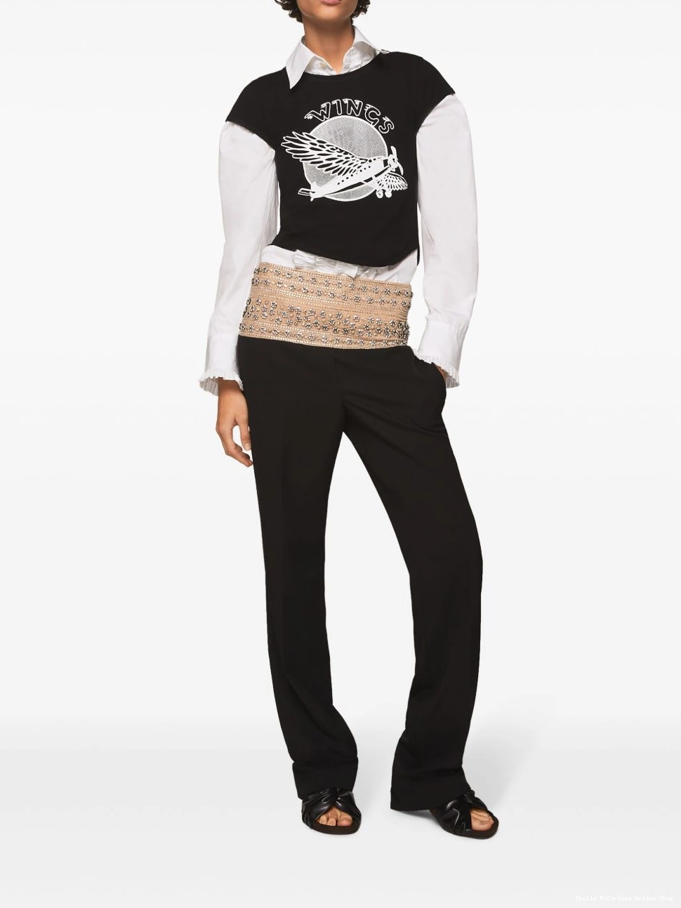 Affordable Stella crystal-embellished Women wool trousers McCartney 0710